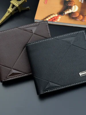 Men Short Bifold Faux Leather Masculina Billetera Credit ID Card Holder Wallet Billfold Purse Clutch Solid Hombre Business Slim