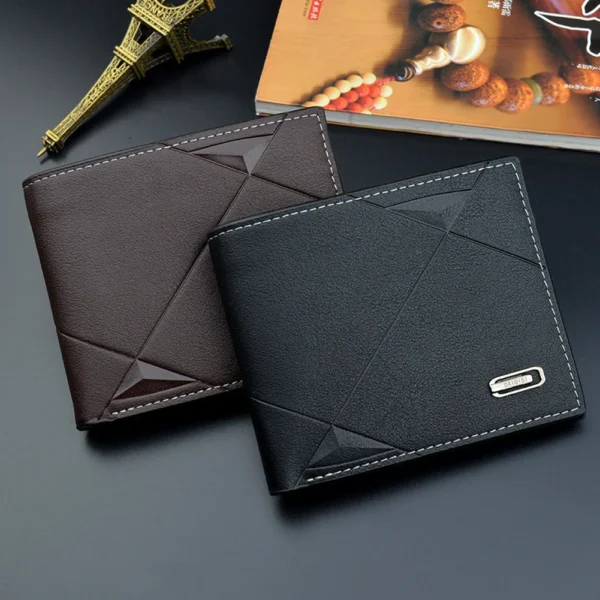 Men Short Bifold Faux Leather Masculina Billetera Credit ID Card Holder Wallet Billfold Purse Clutch Solid Hombre Business Slim