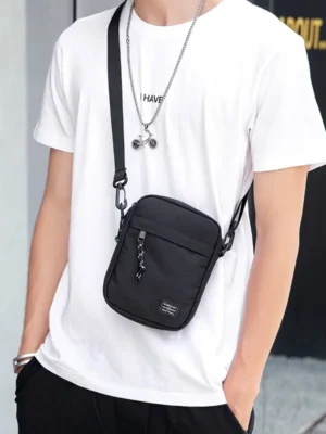 Simple Mini Crossbody Handbags Bag Men's Nylon Shoulder Side Bag for Men Messenger Phone Sling Bag Husband Chest Pack Wallet